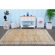 Vintage Turkish handmade wool cotton orange rug 147x251
