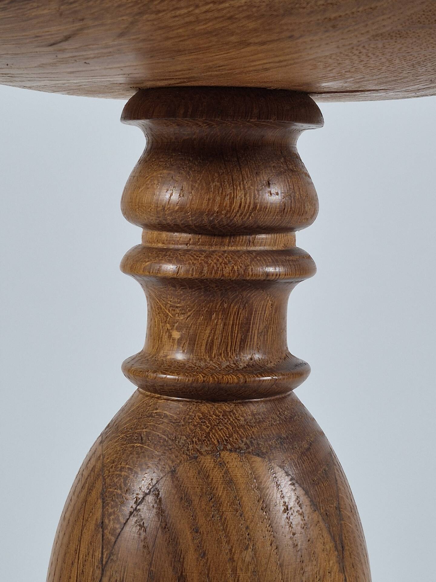 Handmade turned oak column flower stand 1950s
