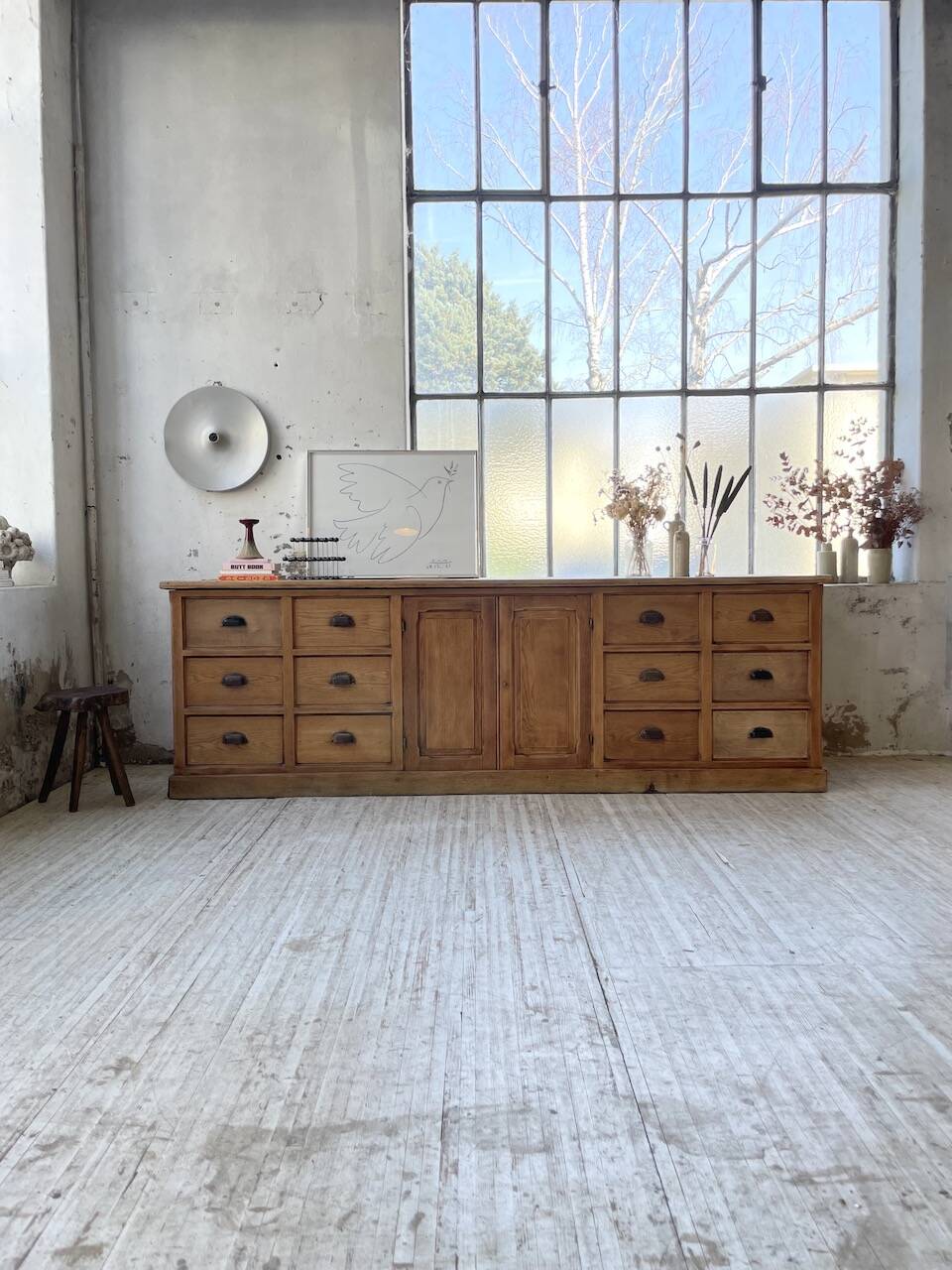 XXL solid oak counter sideboard
