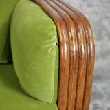 Canapé en rotin et velours par Maugrion pour Roche Bobois, 1980
