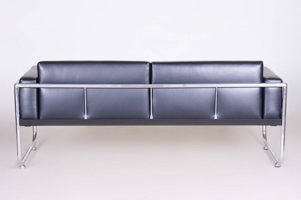 Bauhaus Sofa in Chrome and Leather by Vichr a Spol, Czech, 1930s