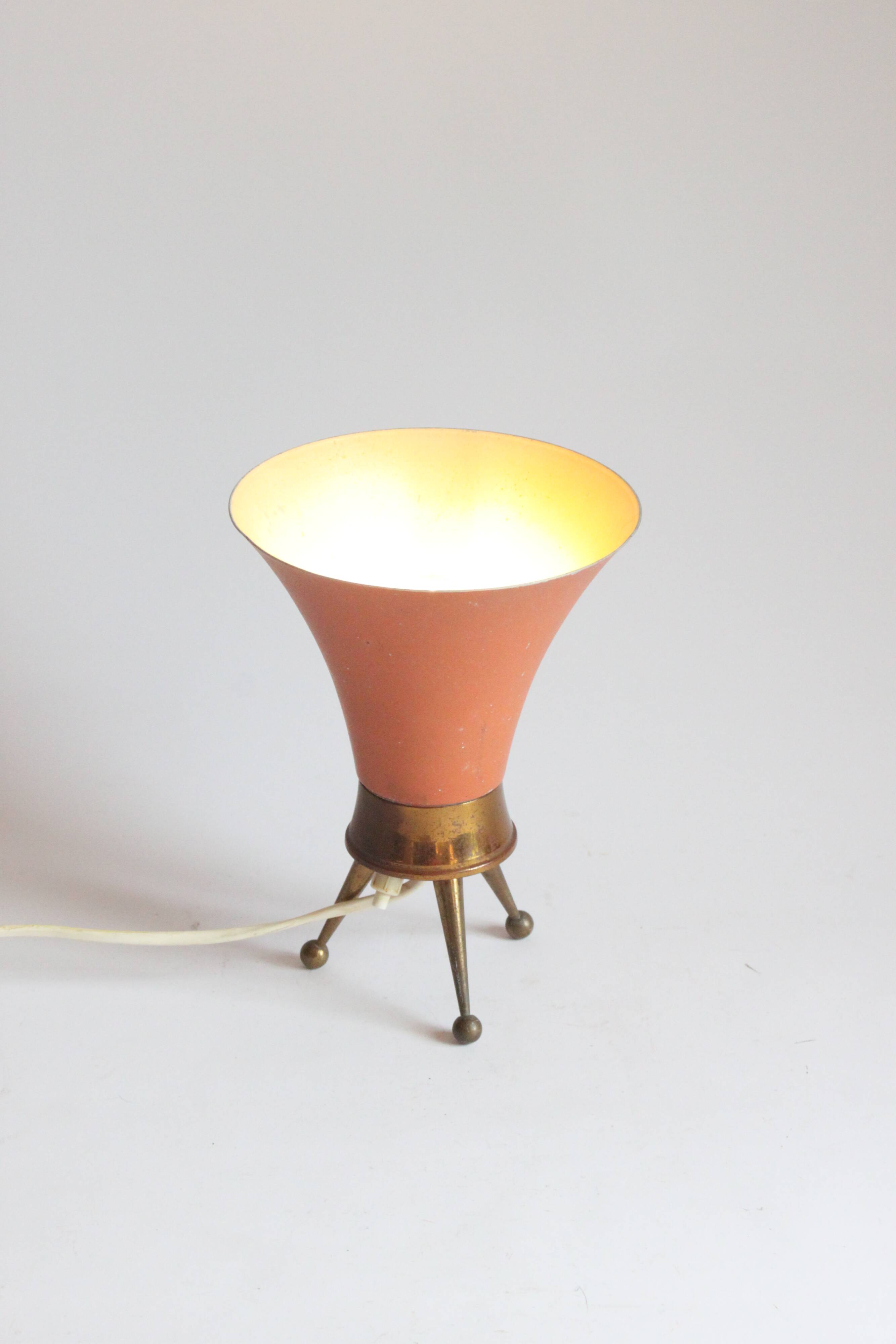 Brass tripod table lamp, 1950s