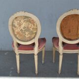 Pair of Louis XVI style cream lacquered chairs around 1900