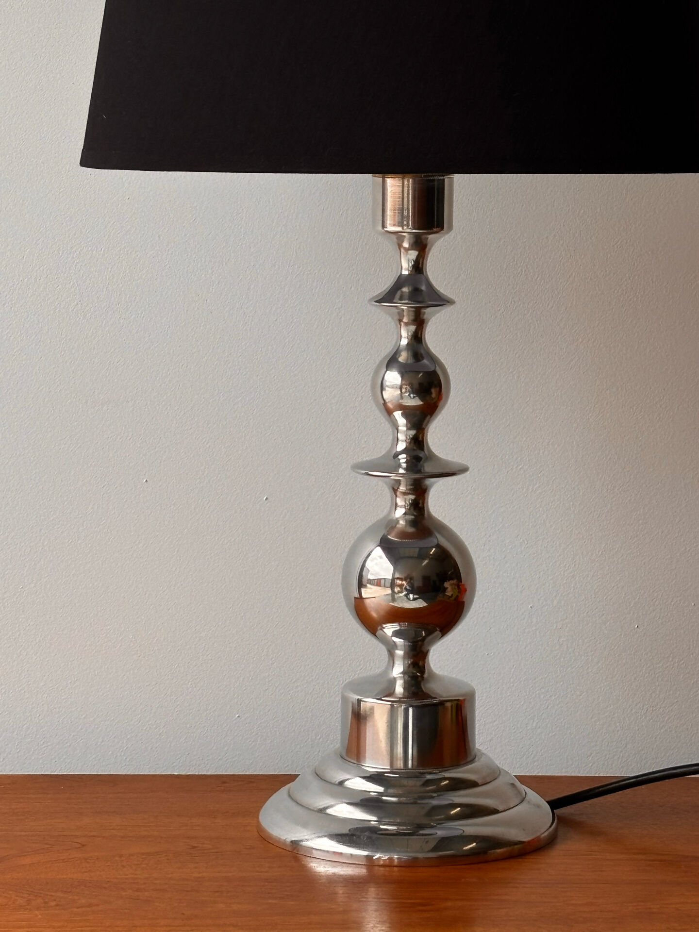 Mid-century Scandinavian sculptural lamp chrome 1970