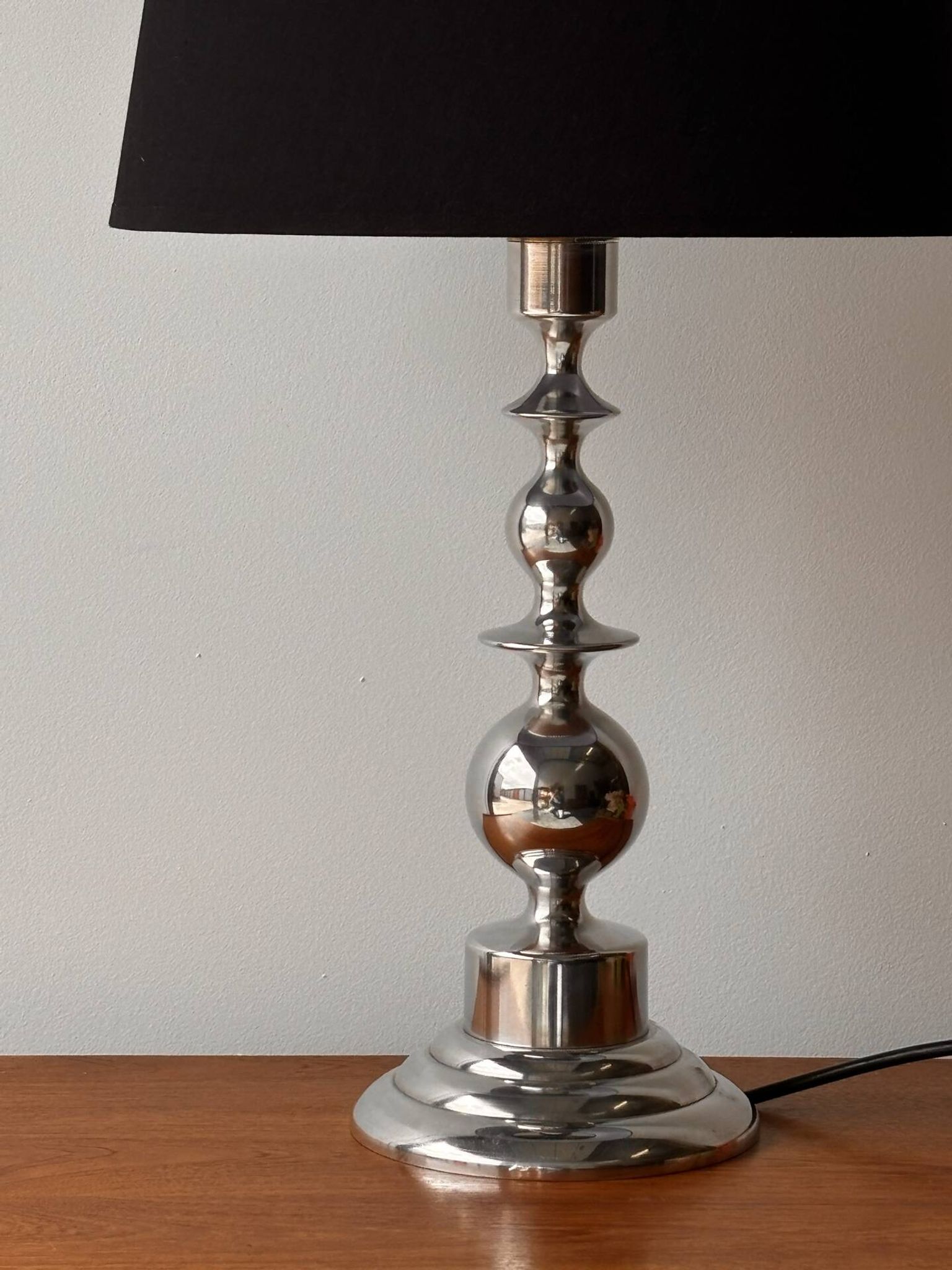 Mid-century Scandinavian sculptural lamp chrome 1970