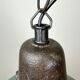 Industrial green enamel factory lamp with cast iron top, 1960s