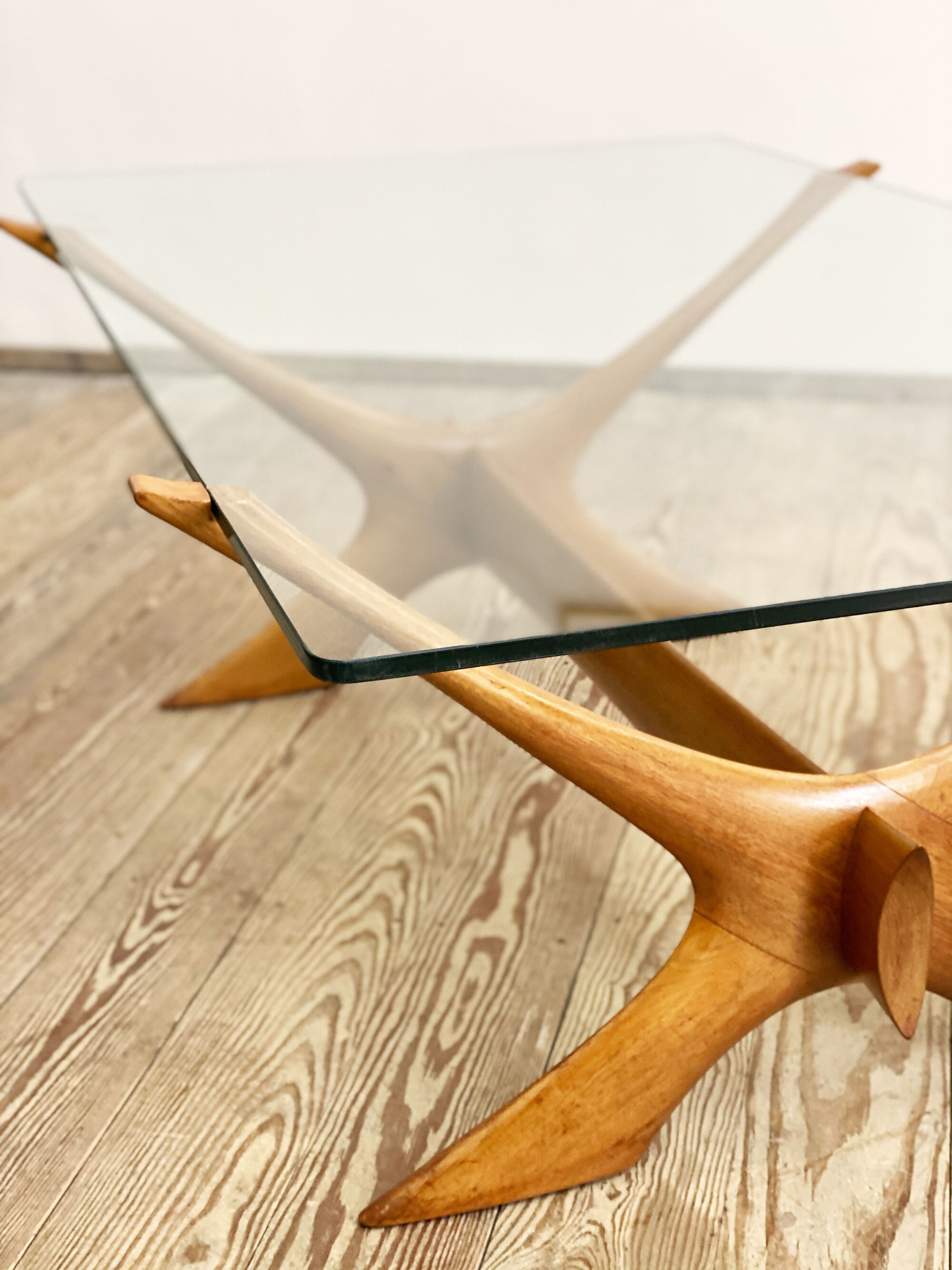 Scandinavian mahogany and glas coffee table by Illum Wikkelso for CF Christiansen Silkeborg, 1960s