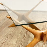 Scandinavian mahogany and glas coffee table by Illum Wikkelso for CF Christiansen Silkeborg, 1960s