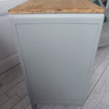 Compass feet vintage gray green, 3 drawers, wooden tray.