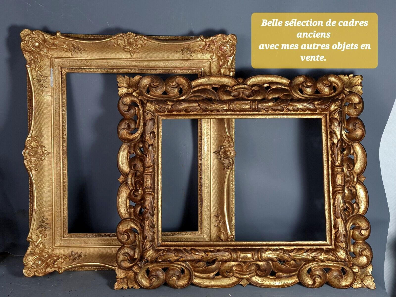 Montparnasse frame with keys carved ceruse wood 62x53 cm, foliage 46x38 cm SB