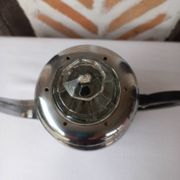 Silver metal coffee maker with glass cap