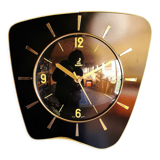 Vintage formica clock asymmetrical silent wall clock "Jaz black yellow"