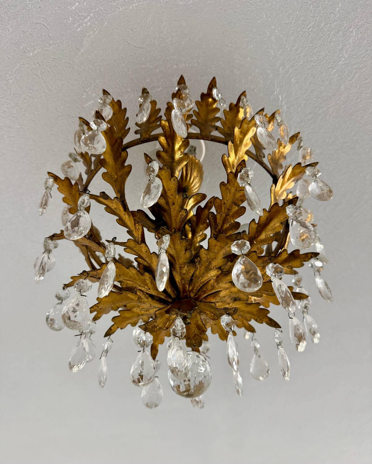 Antique chandelier with brass tassels, Banci design, Florence, Italy, 1950s