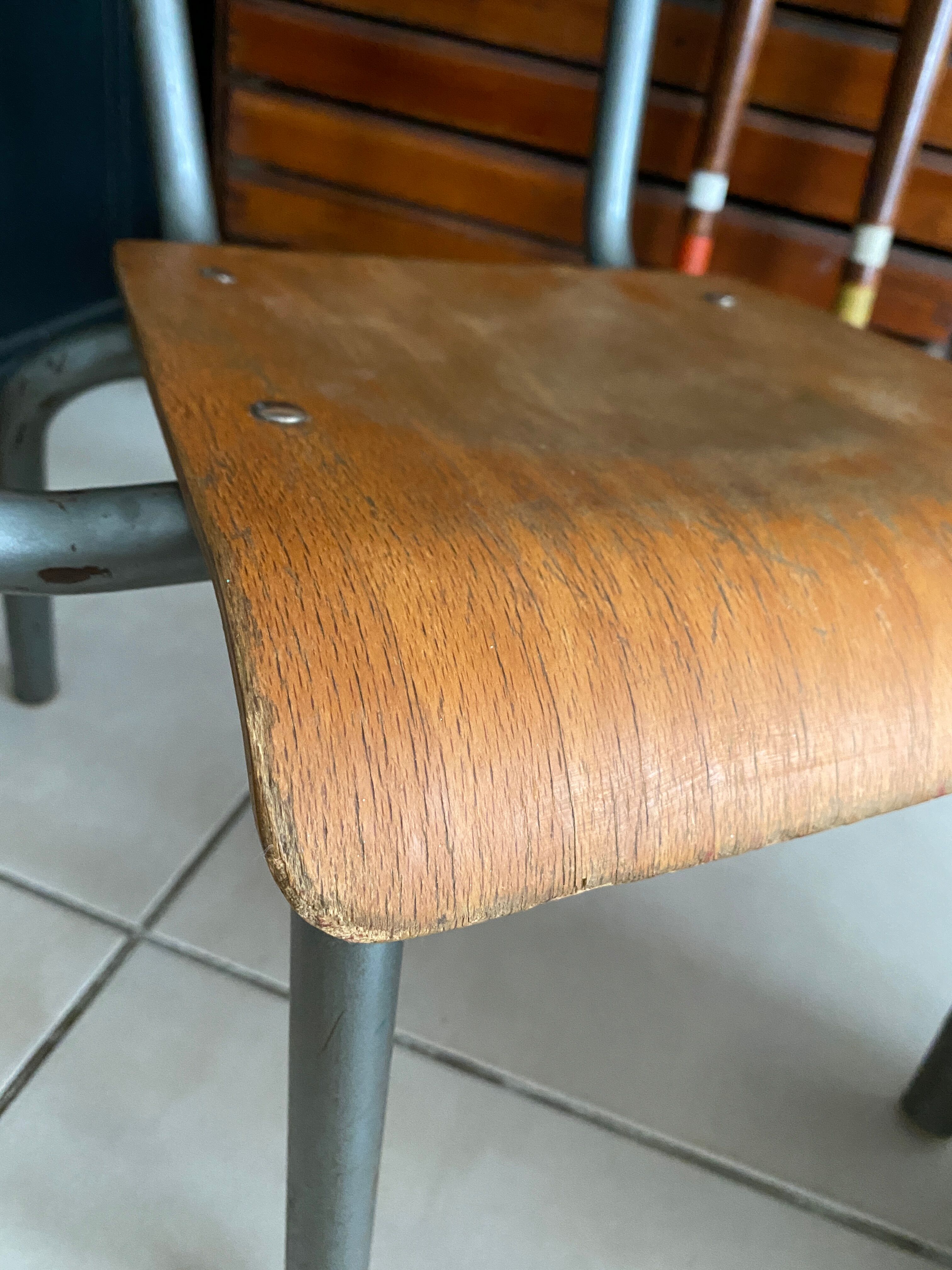 Old Mullca school chair with armrests