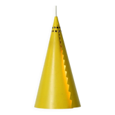 Rare Mid Century Modern cone shaped pendant lamp made of sheet steel in yel