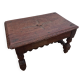 Tabouret ancien en bois massif, déco vintage