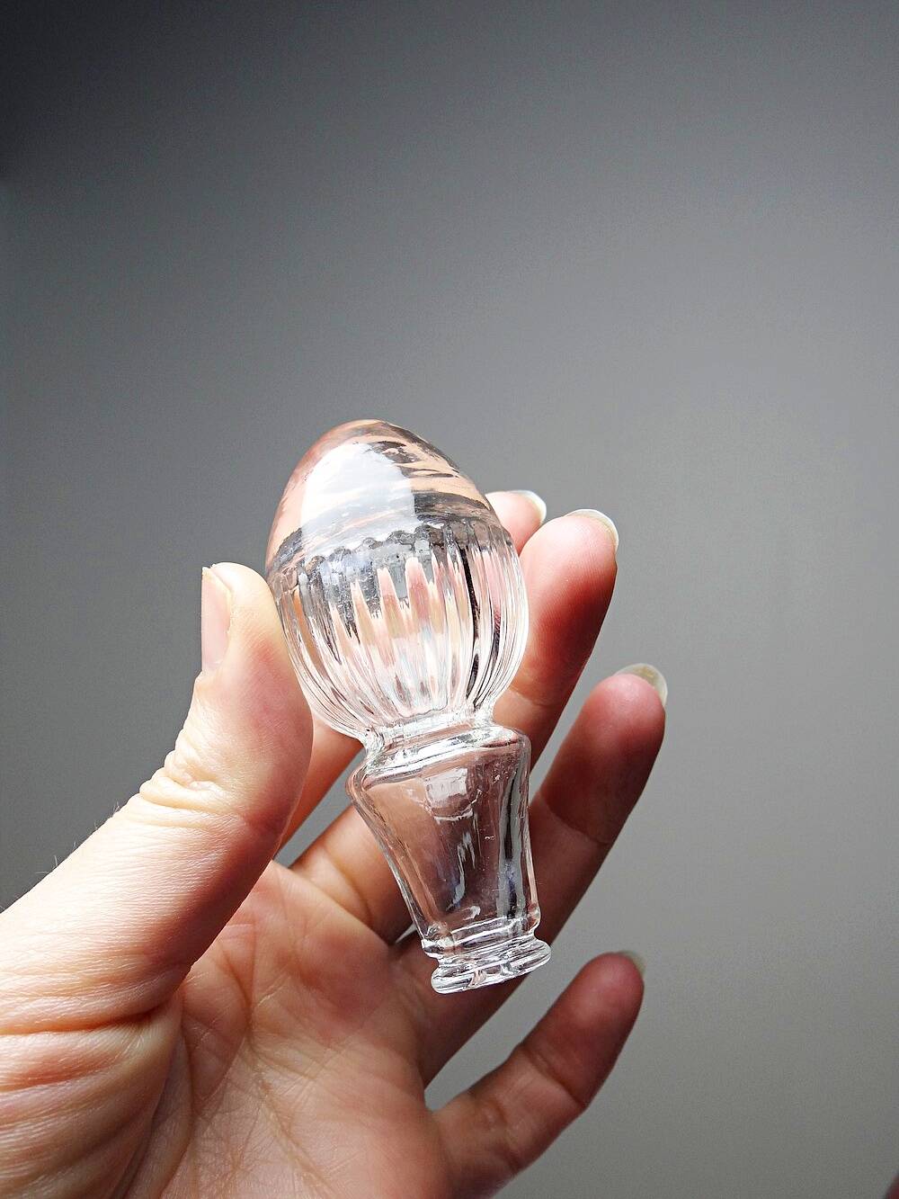 Small carafe, glass/crystal, antique ruby glass, engraved, 19th-20th century.