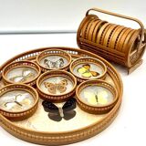 Bamboo Tray with 12 Colonial Style Butterfly Coasters