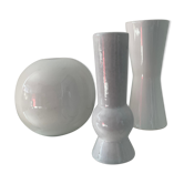 Trio of vintage ceramic vases white 60s-70s