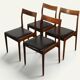 Set of 4 vintage teak and black faux leather chairs – 1960s