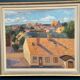 Large Original Swedish Oil on Panel – "Urban Landscape" by Wilhelm Matton – Signed – Dated 1947 – Framed – 83 × 73 cm (32.7 in × 28.7 in)