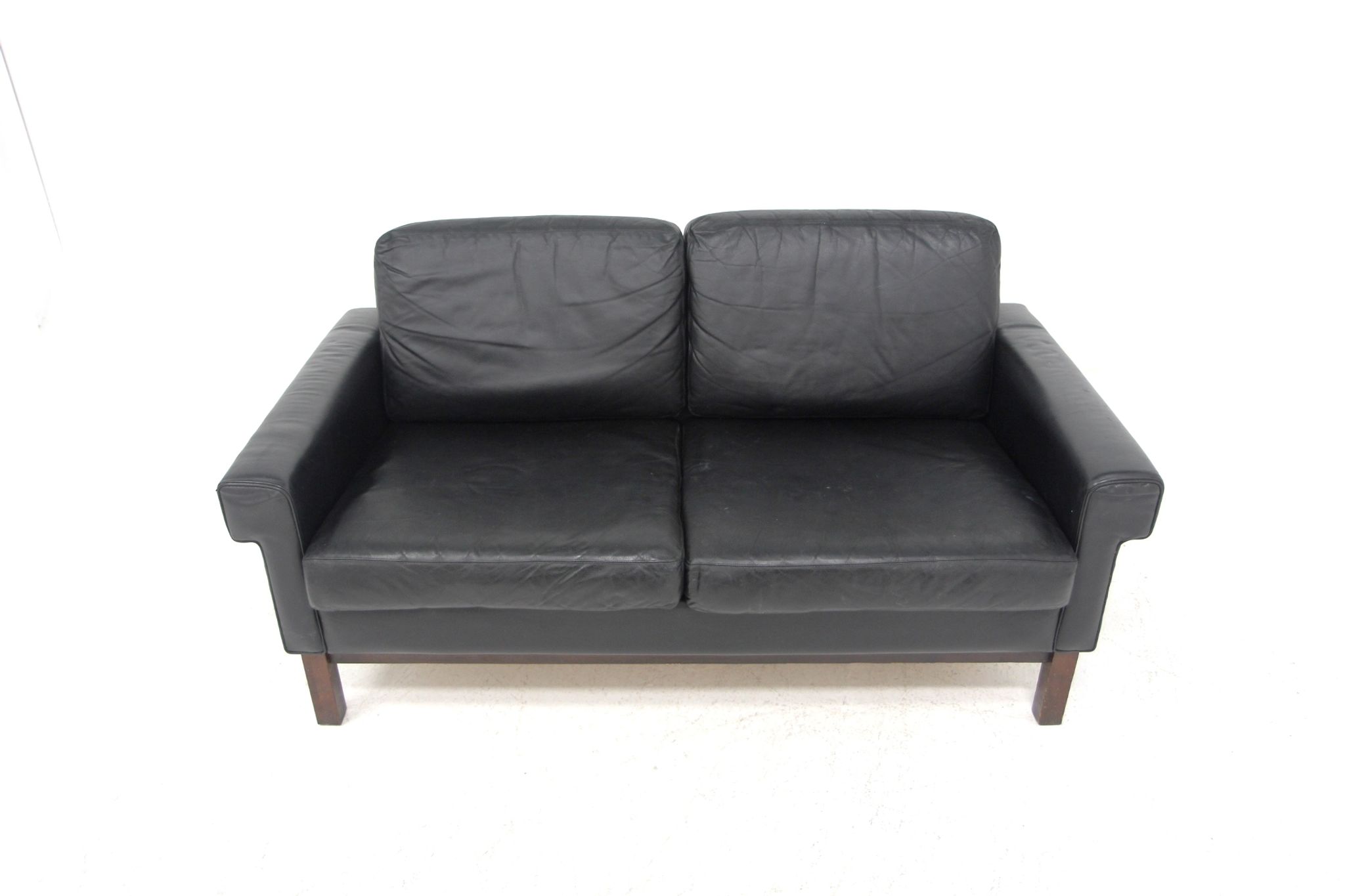 Scandinavian leather two-seater sofa, Sweden, 1950