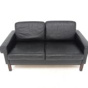 Scandinavian leather two-seater sofa, Sweden, 1950