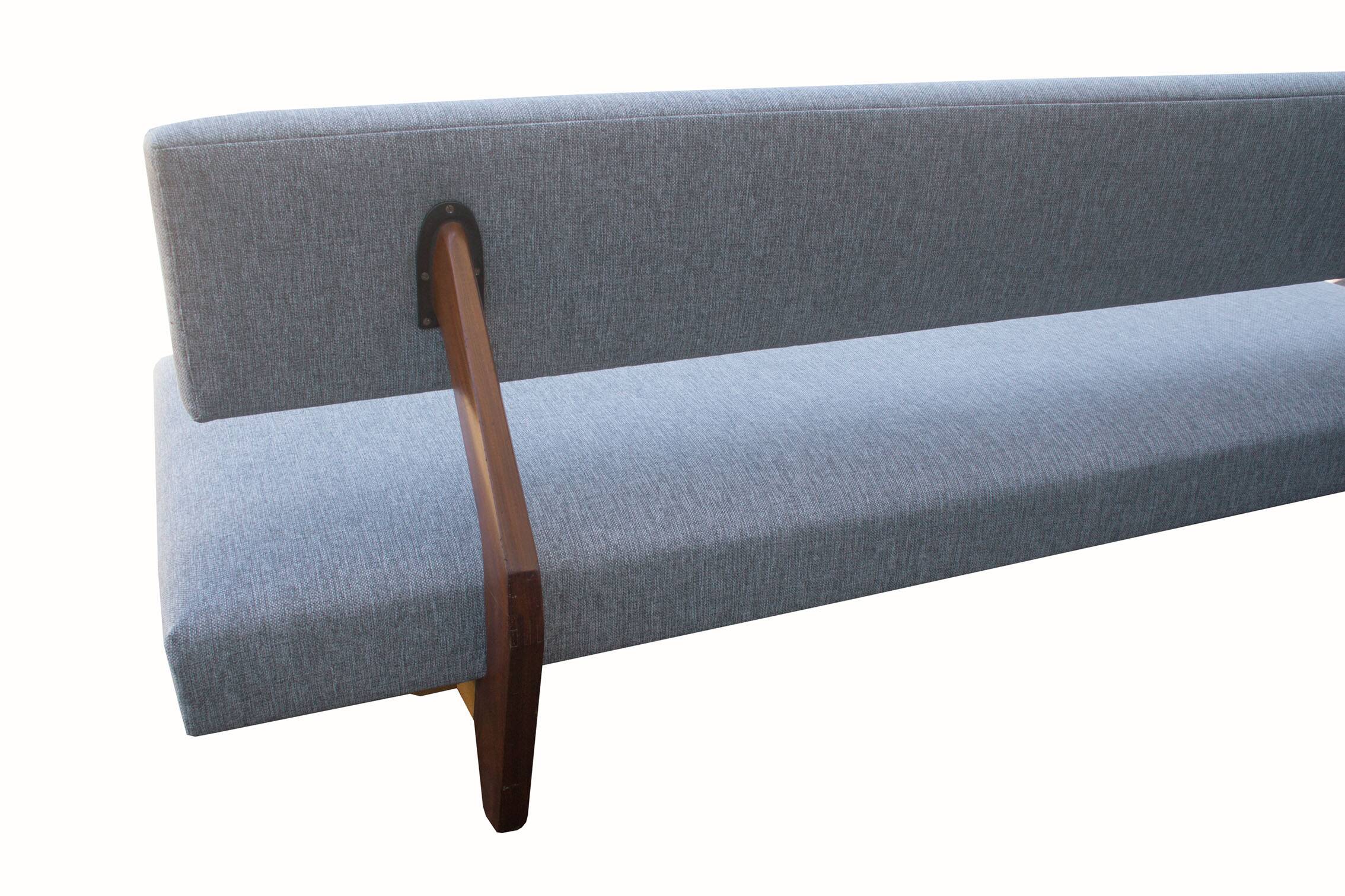 1950s daybed in grey, new polstery and fabric