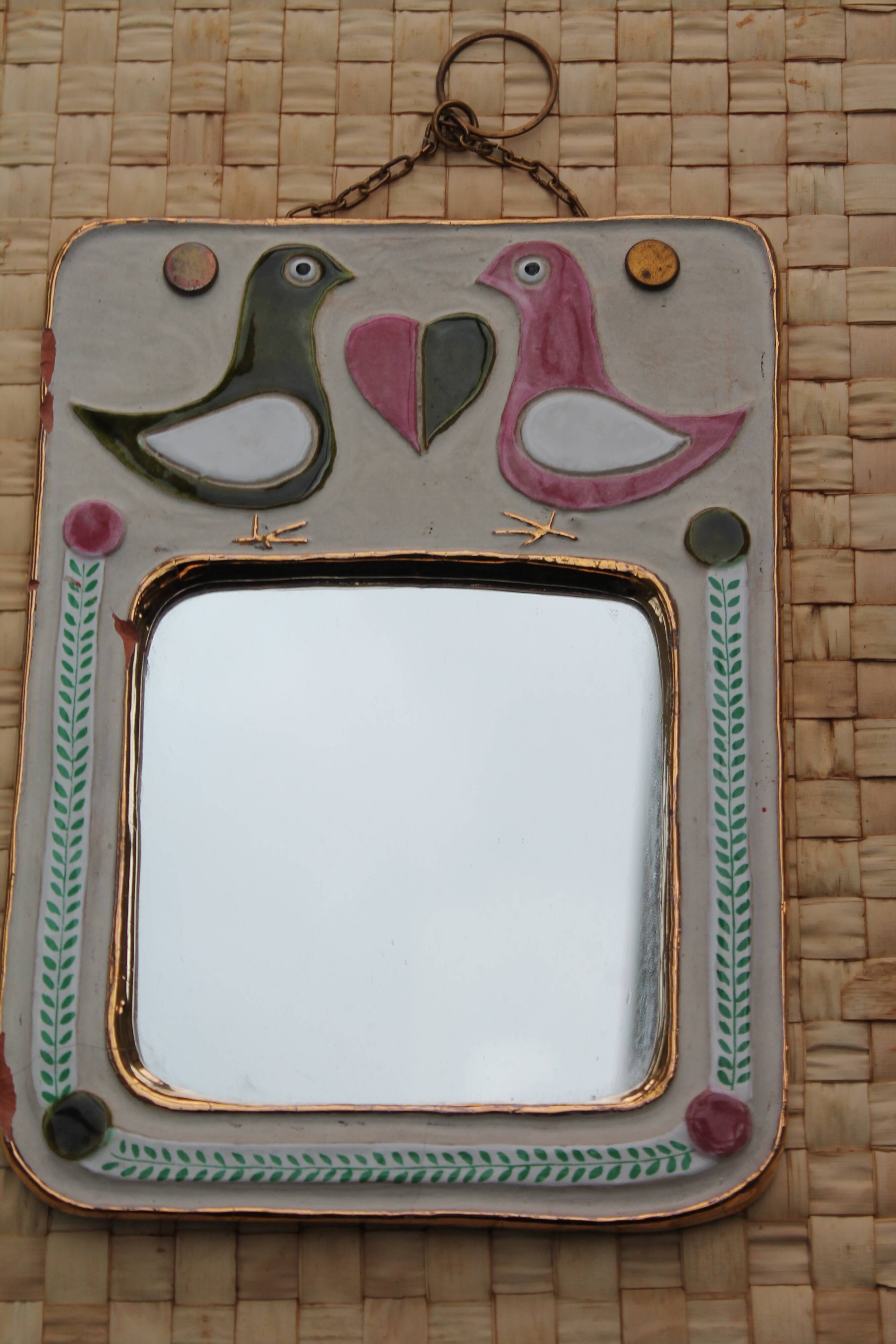 Ceramic wall mirror – Mithé Espelt (1950s–1960s)