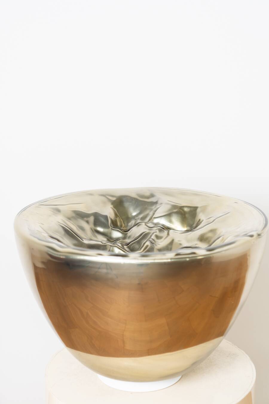 Table lamp or floor lamp in Murano glass, translucent, silver, by Carlo Nason, for Mazzega,