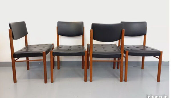 Série de 4 chaises scandinaves années 60