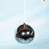 Vintage chrome sphere pendant lamp, space age eye lamp.