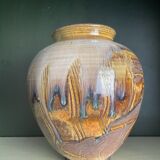 Vase en grès signé, vers 1940