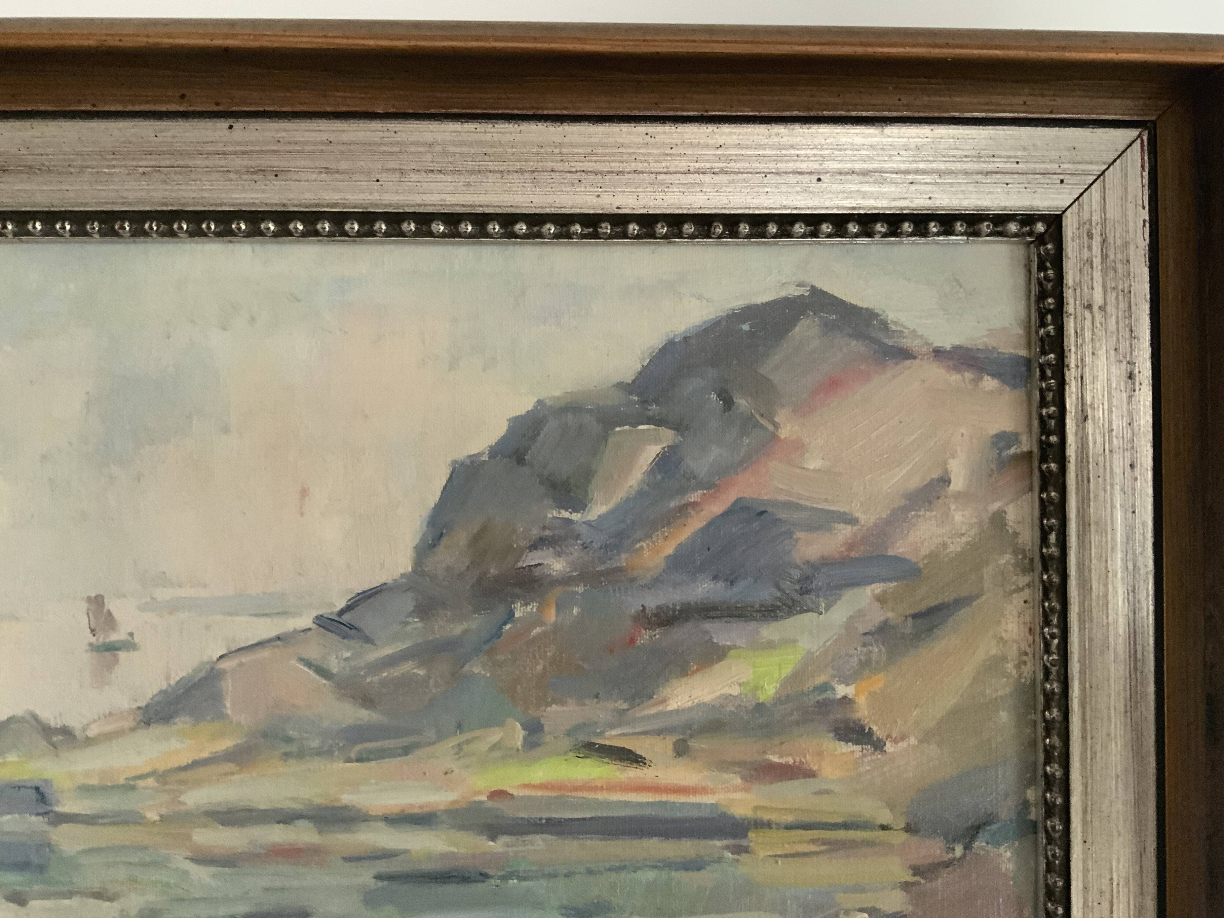 Vintage Impressionist Sea Scape Oil on Canvas Signed E.Ollers (1888-1959) Framed