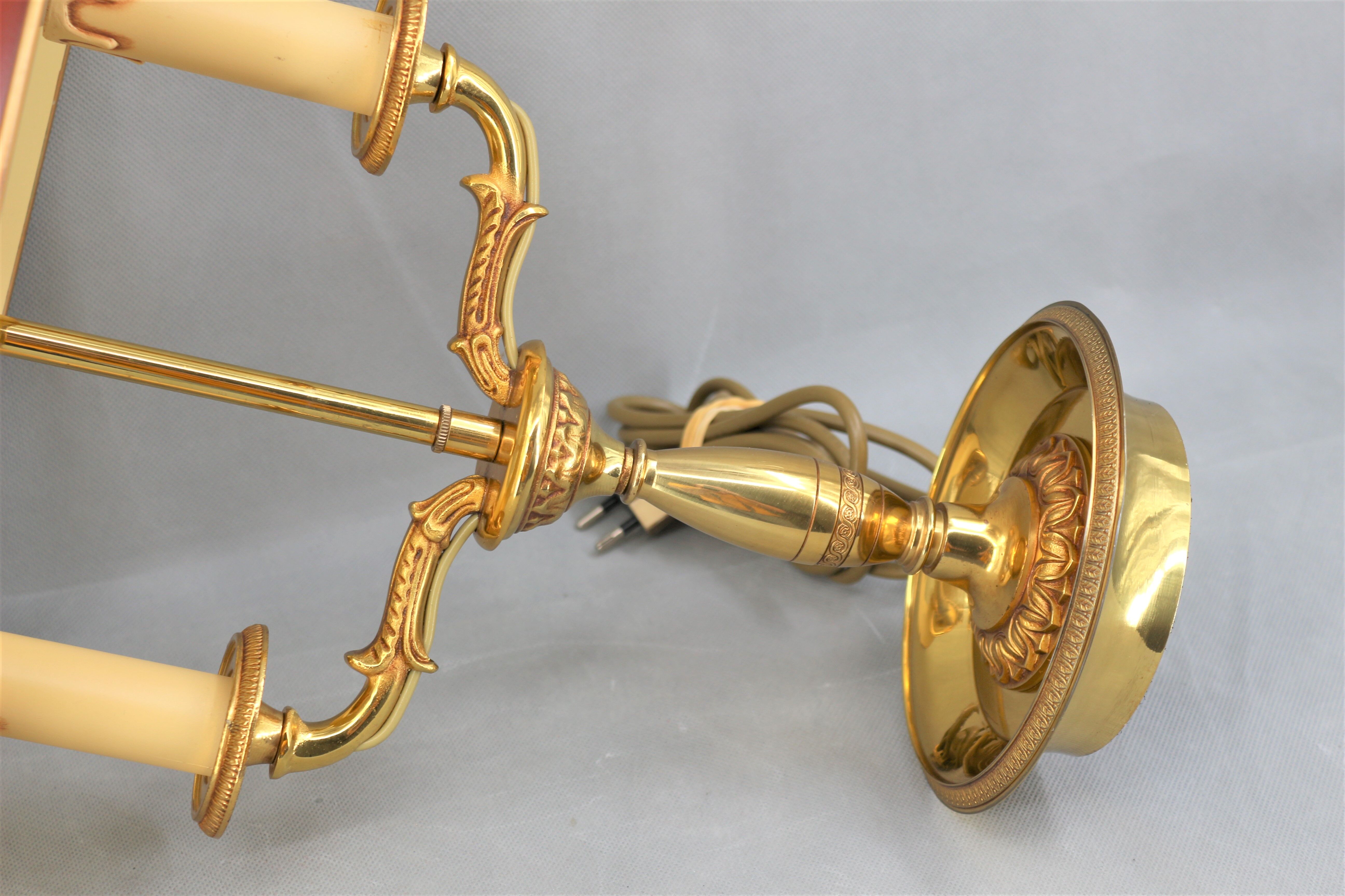 Empire style lamp two lights with oval lacquered lampshade "lucien gau"