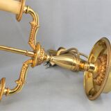 Empire style lamp two lights with oval lacquered lampshade "lucien gau"