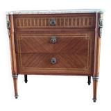 Louis XVI style chest of drawers, spinning top legs - transition style marquetry