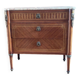 Louis XVI style chest of drawers, spinning top legs - transition style marquetry