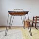 Black metal side table with scoubidou, 1950s