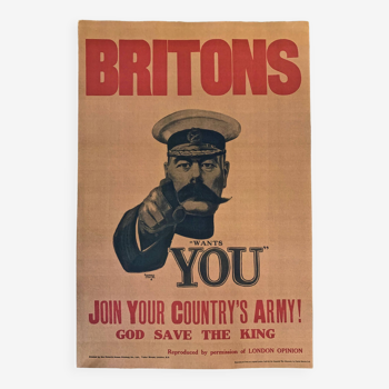 “Lord Kitchener Want You” 1914 print by artist Alfred Leete