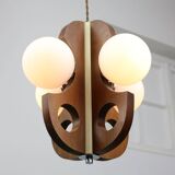 Mid-century scandinavian chrome & opaline chandelier, 1960s