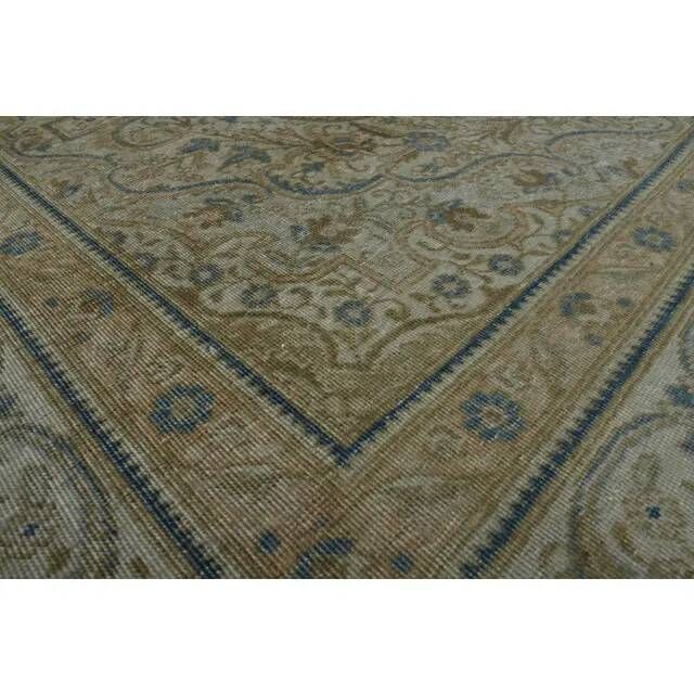 1970s Vintage Persian Handmade Wool Cotton Beige Area Rug 284x374