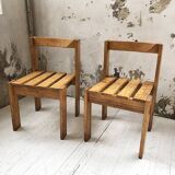 Duo of les arcs mountain pine chairs