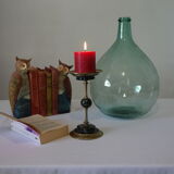 Brass and green marble candlestick