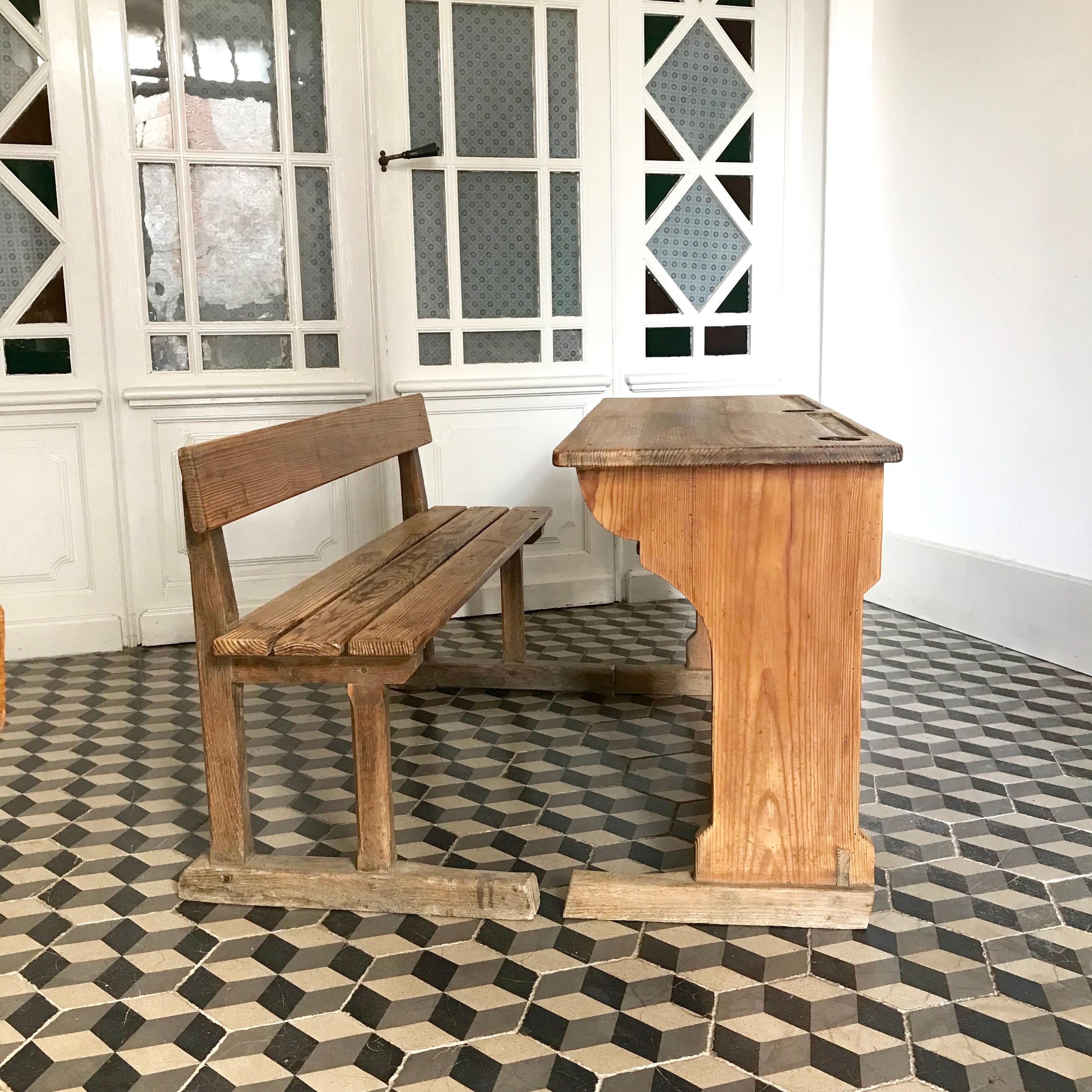 Ancien bureau écolier double