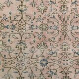 Light Pink & Blue Floral Turkish Vintage Rug, 155x248Cm