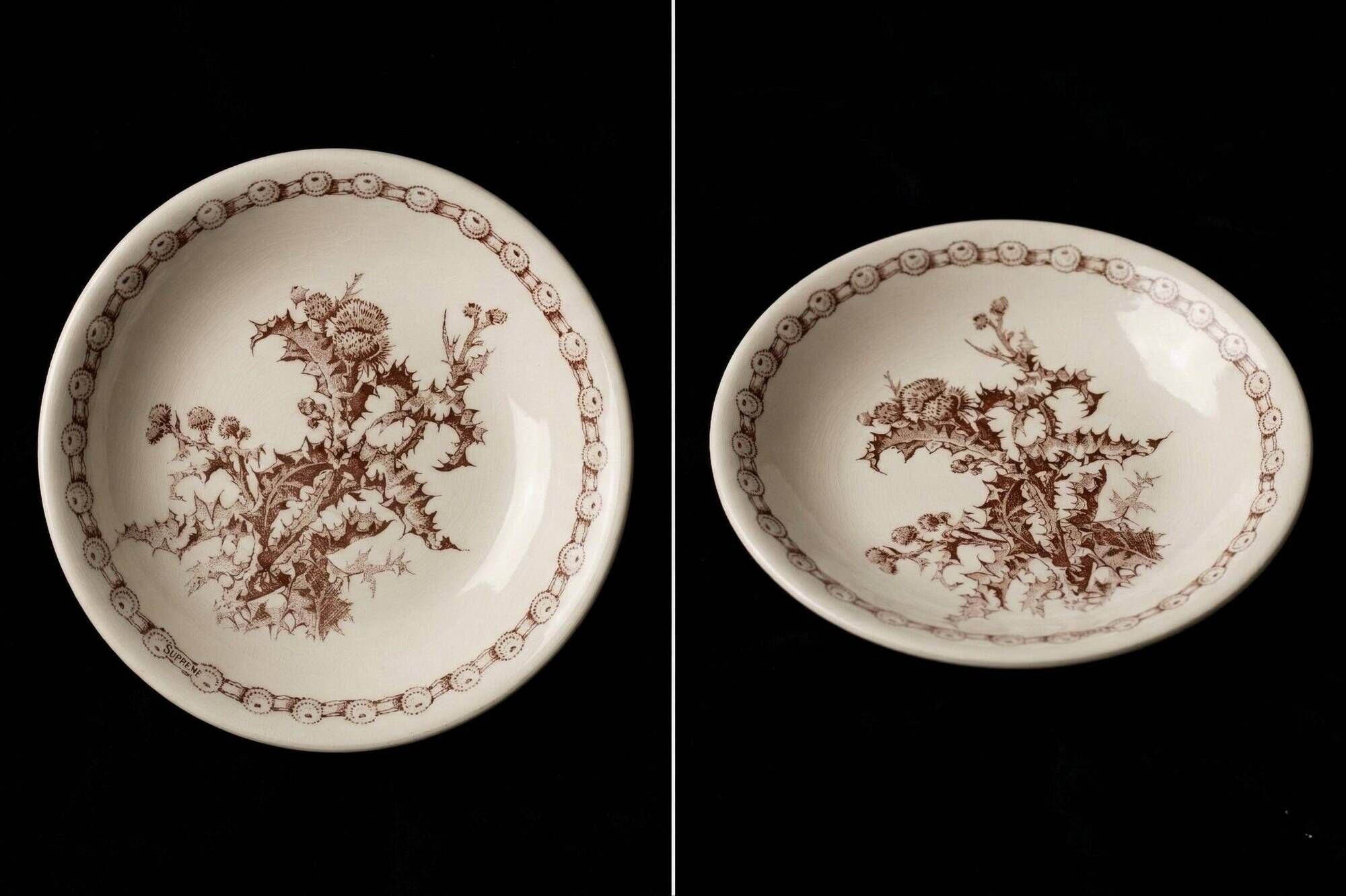 Gien earthenware plates with thistle decoration, set of 6.