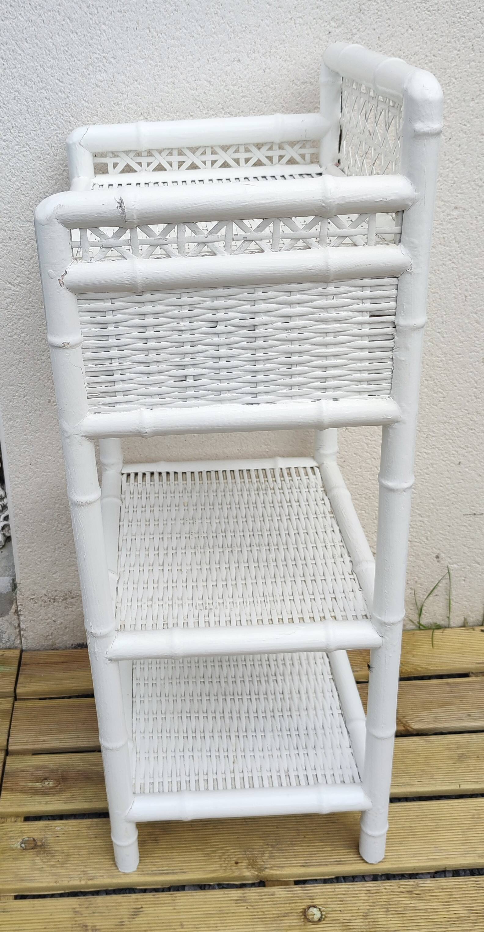 Rattan and cane shelf, 1970s-80s