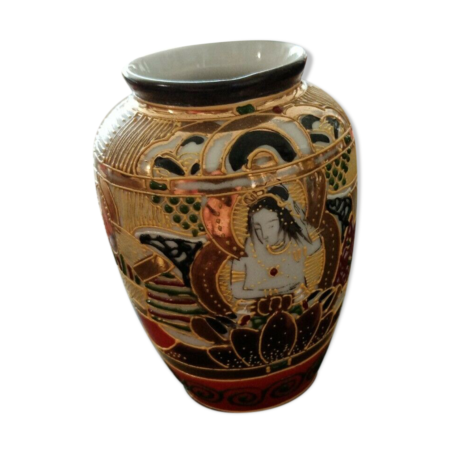 Vase asian porcelain pattern 10 cm high