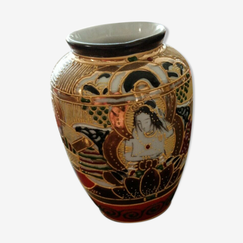 Vase motif asiatique porcelaine 10 cm de haut